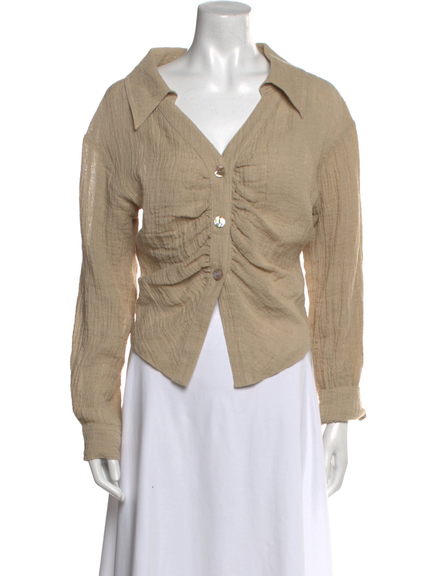 Nanushka Linen V-Neck Bodysuit