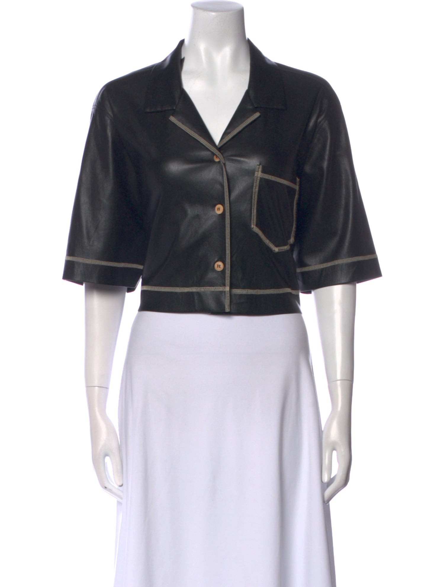 Nanushka Three-Quarter Sleeve Crop Top