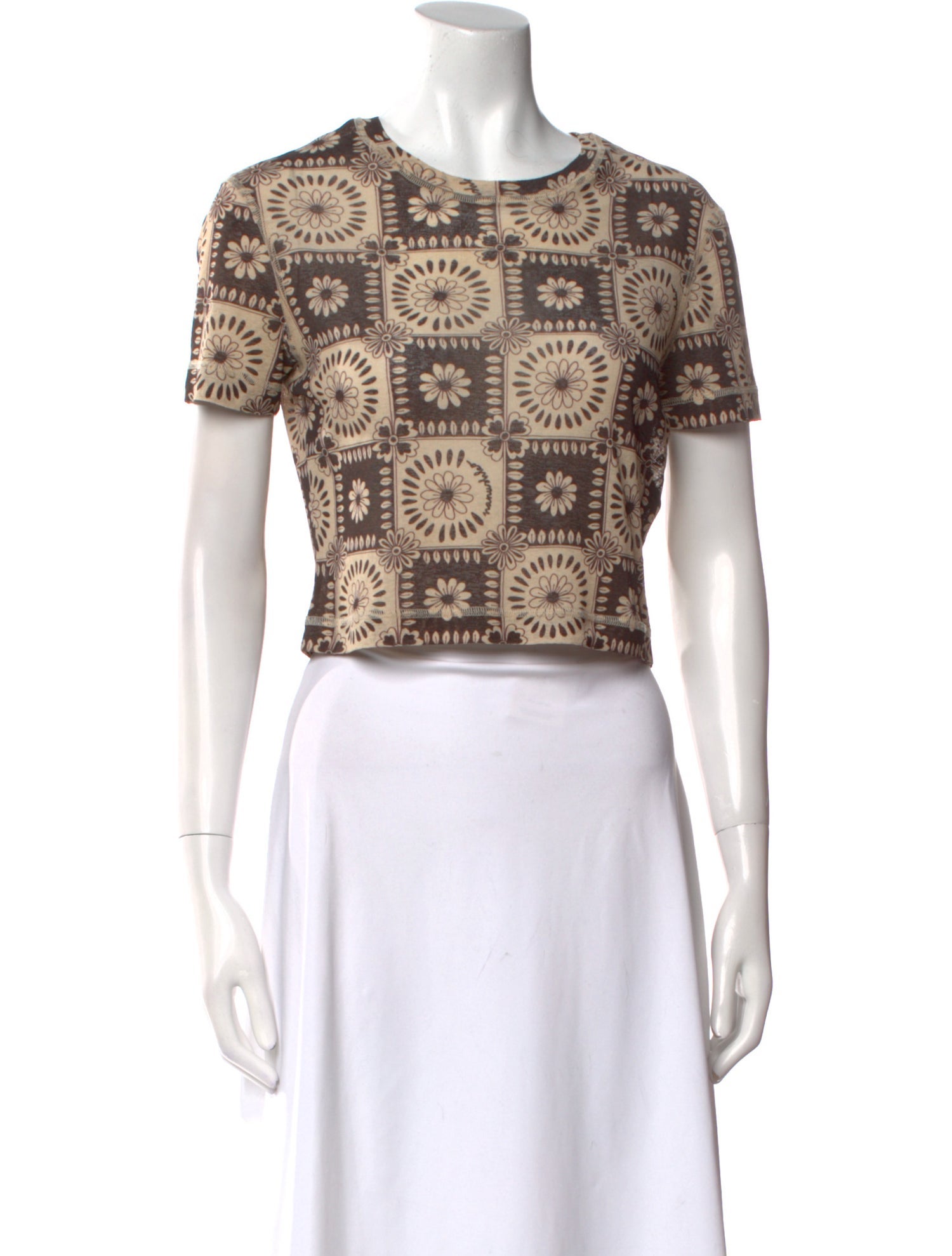 Nanushka Printed Scoop Neck Crop Top