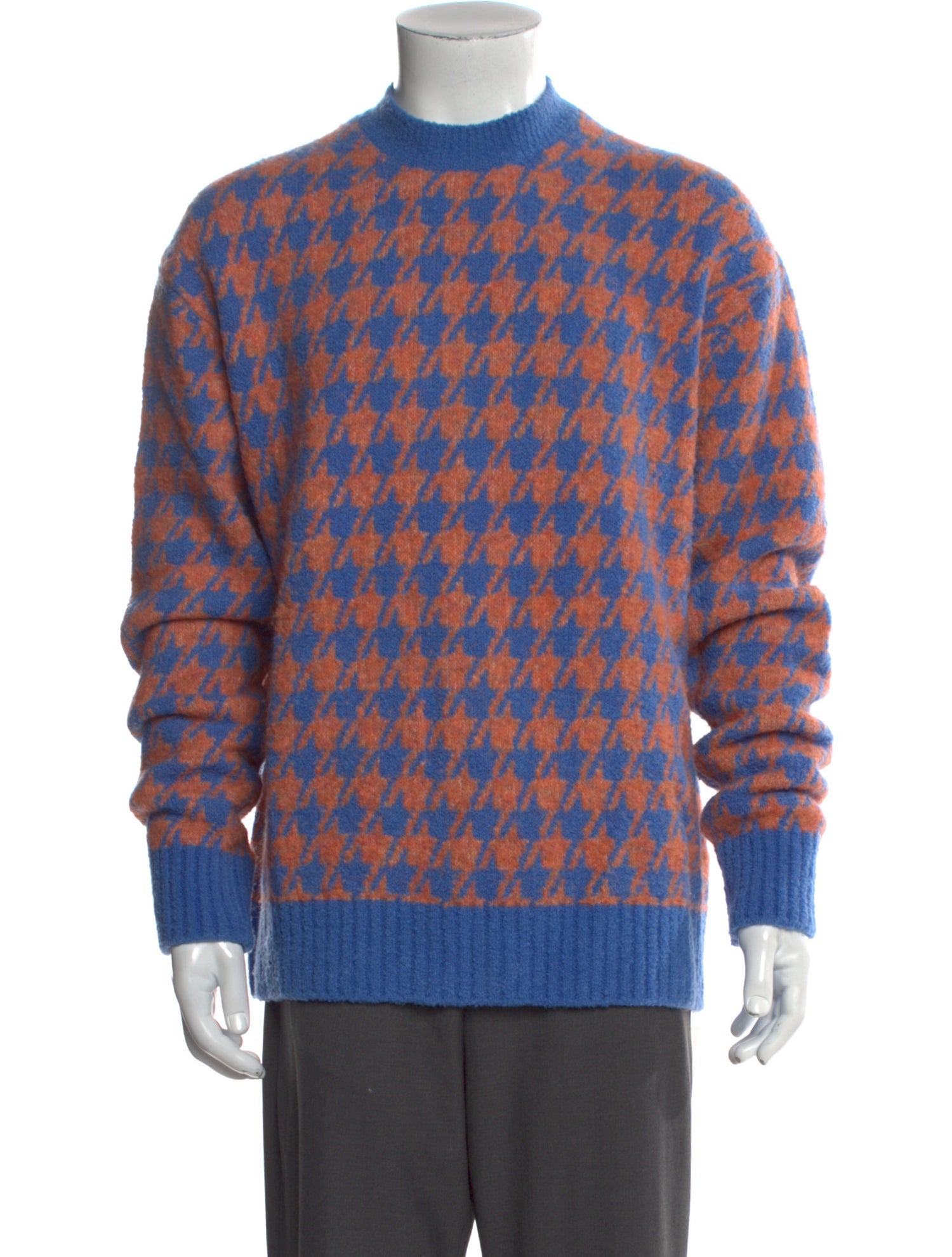 Nanushka Houndstooth Print Mock Neck Pullover