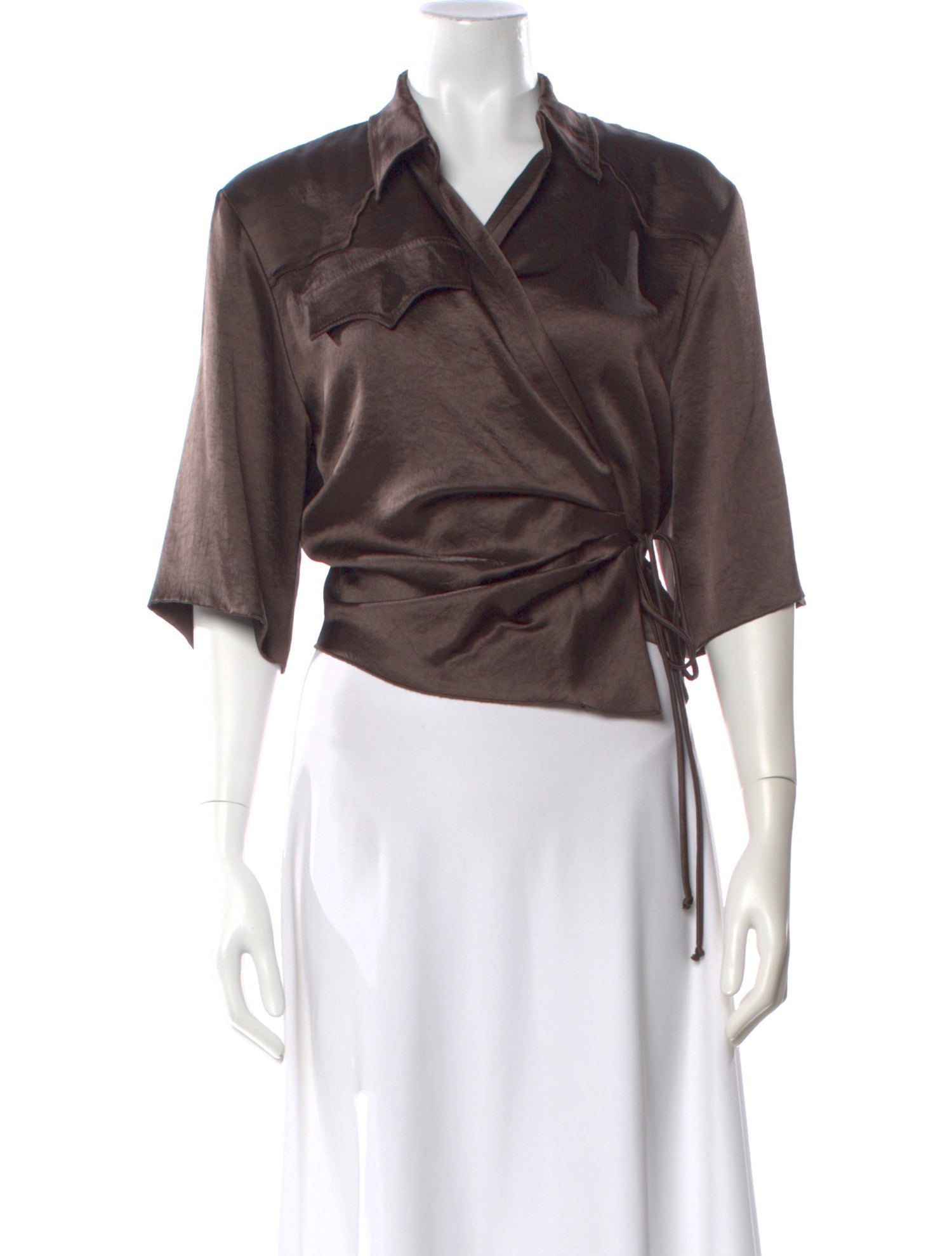 Nanushka V-Neck Three-Quarter Sleeve Top