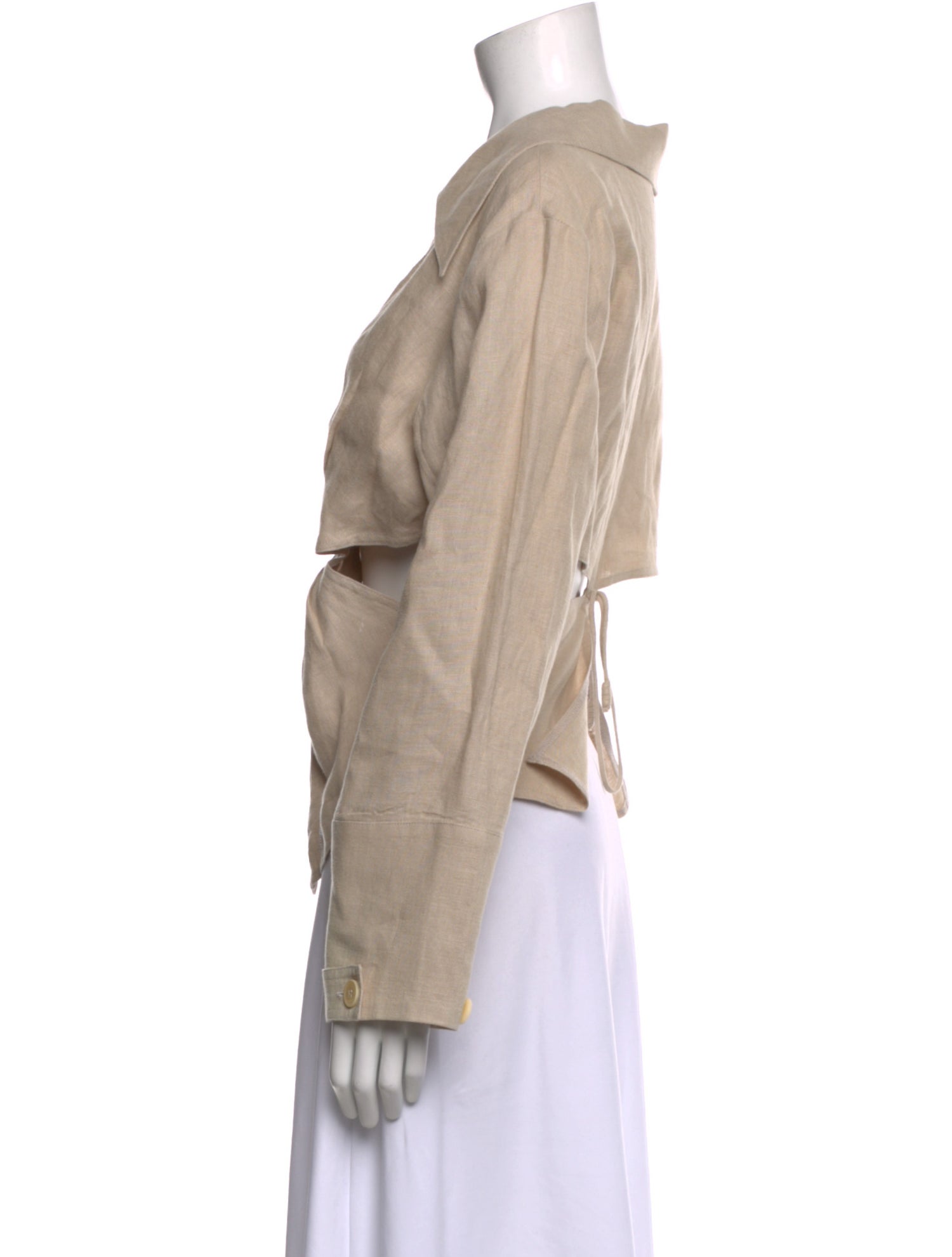 Nanushka Linen V-Neck Button-Up Top