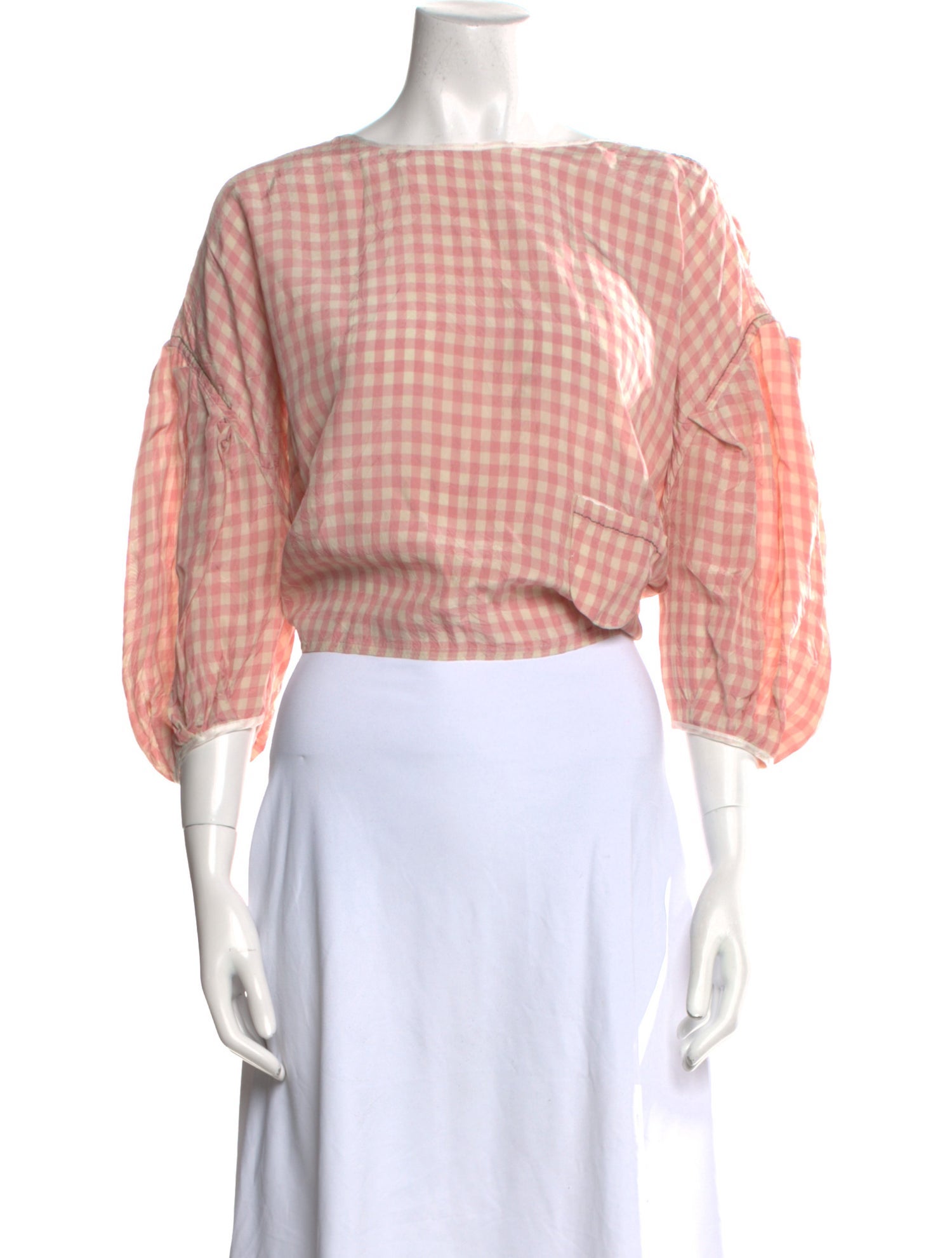 Nackiyé Plaid Print Bateau Neckline Crop Top