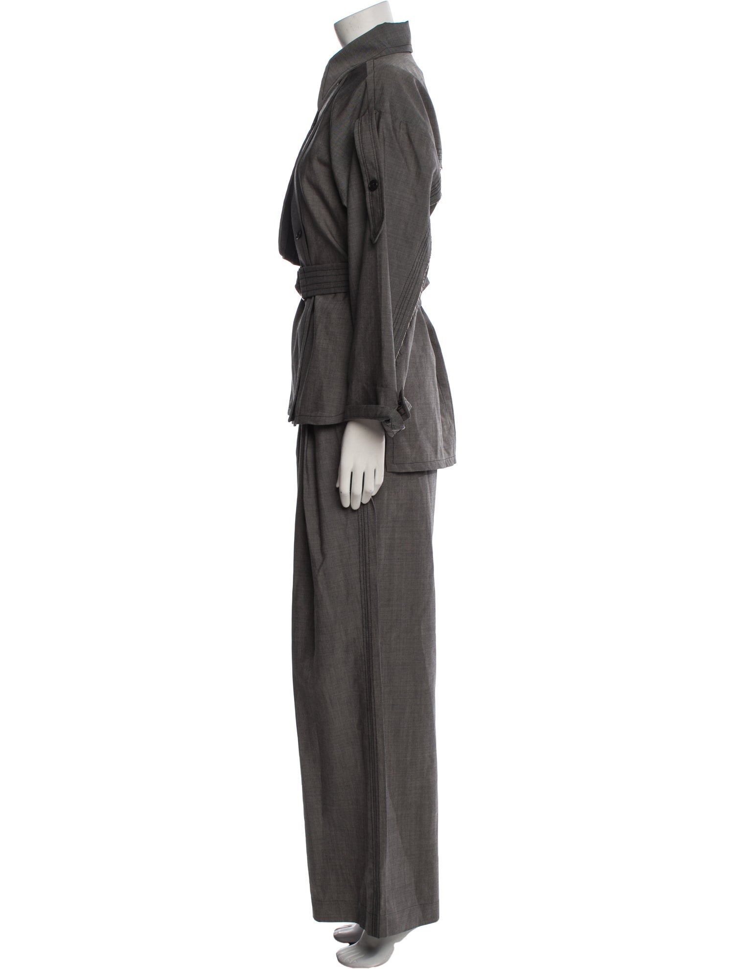Nackiyé Wool Raw-Edge Trim Pantsuit