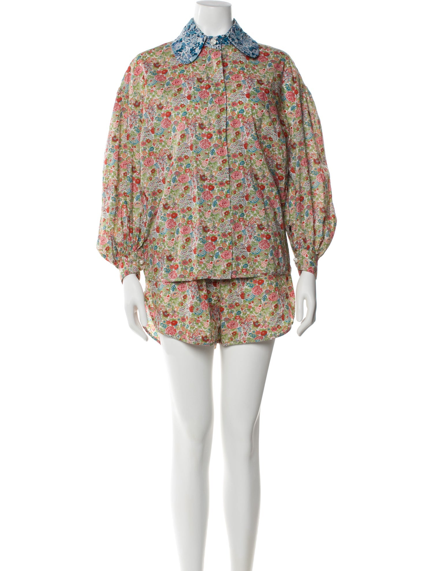Nackiyé Floral Print Ruffle Embellishment Short Set