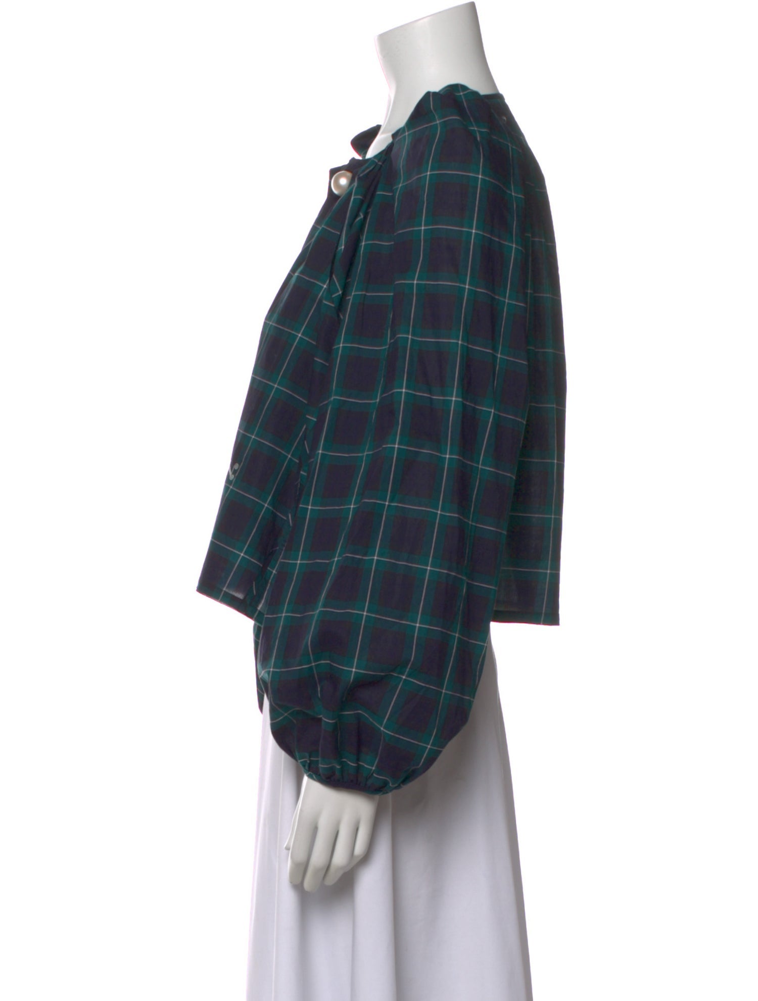 Nackiyé Plaid Print Square Neckline Blouse w/ Tags