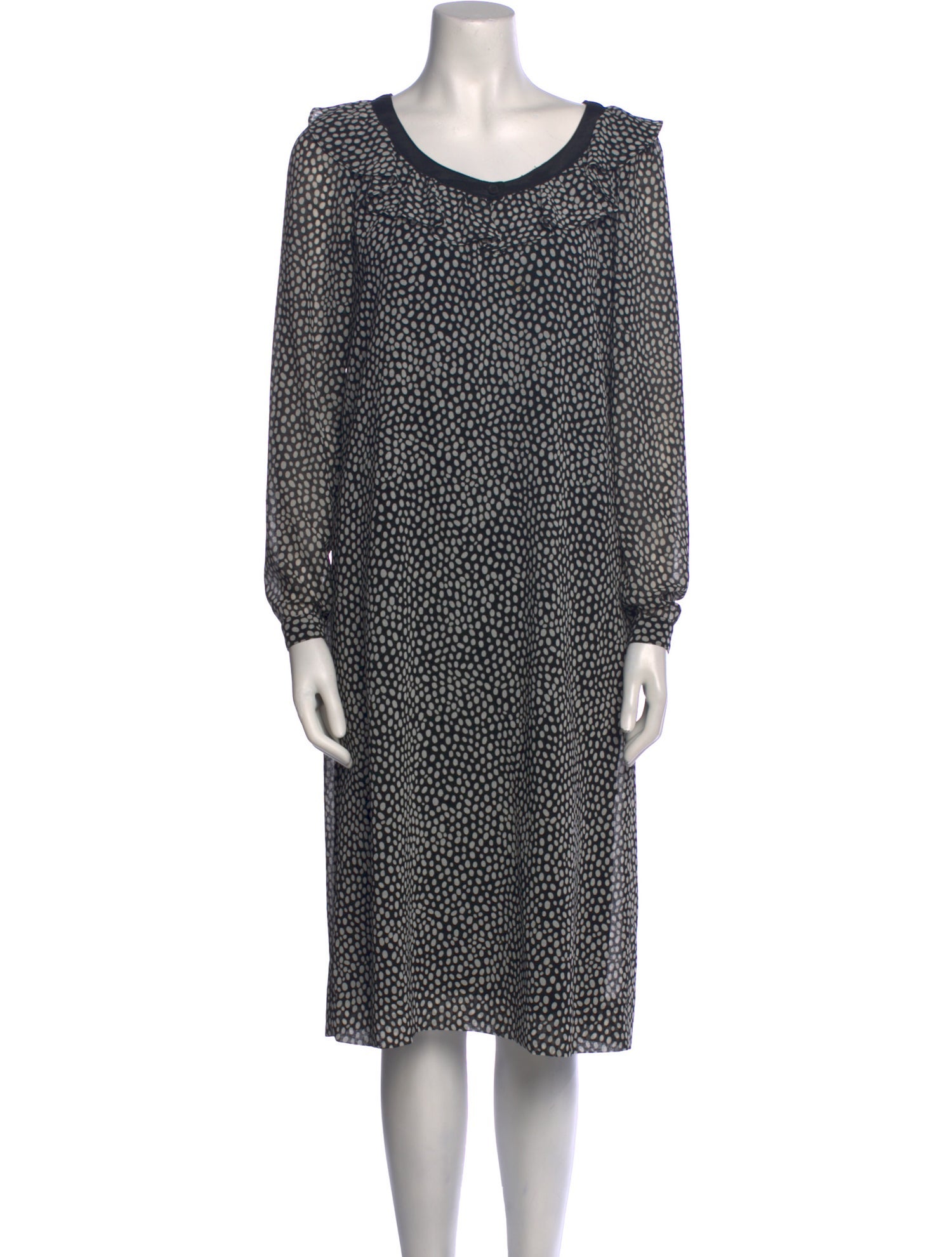 Hanae Mori Polka Dot Print Midi Length Dress