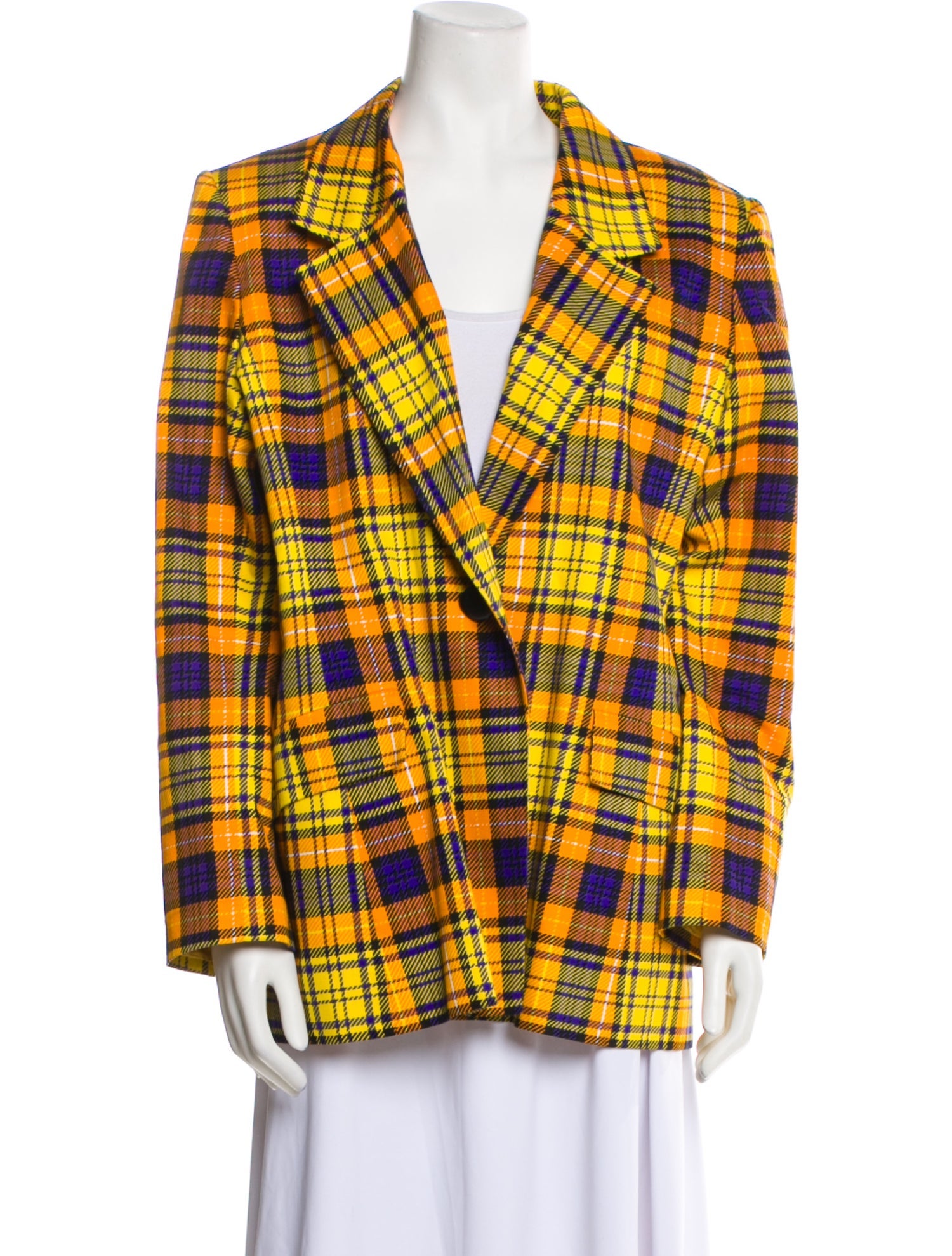 Hanae Mori Plaid Print Blazer