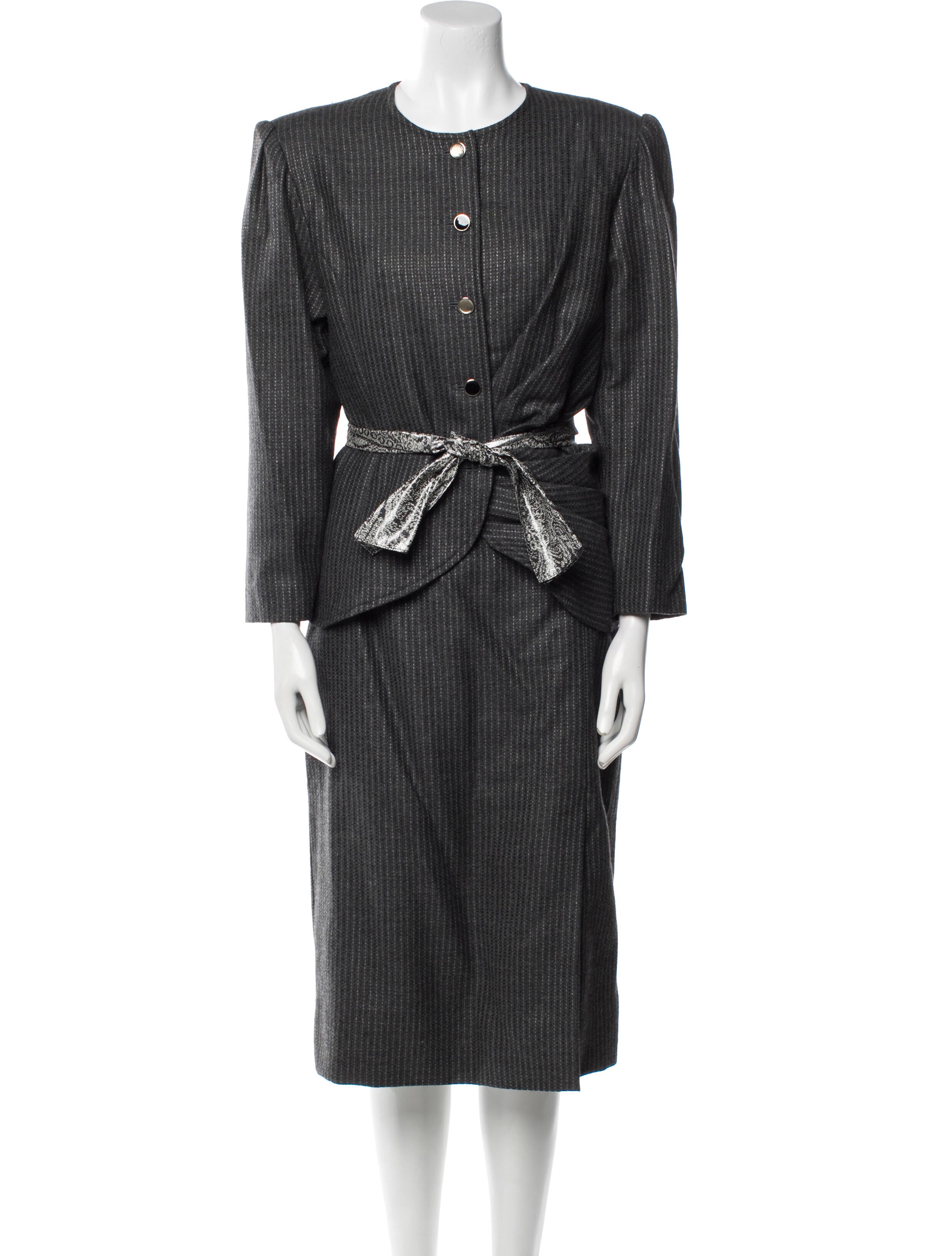 Hanae Mori Wool Striped Pantsuit