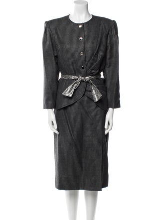 Hanae Mori Wool Striped Pantsuit