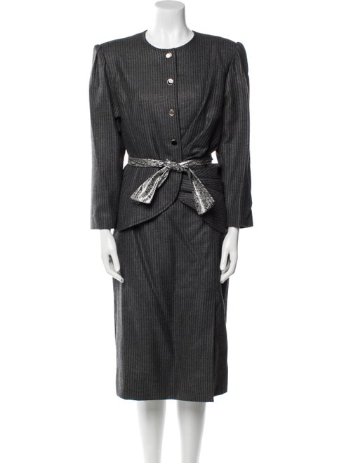 Hanae Mori Wool Striped Pantsuit