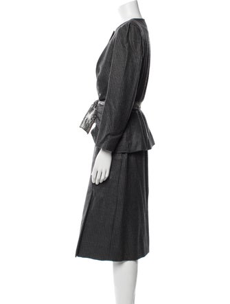 Hanae Mori Wool Striped Pantsuit