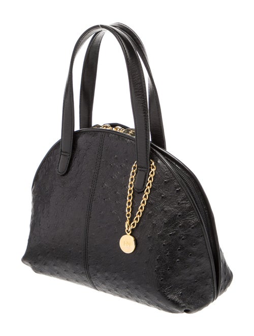 Hanae Mori Ostrich Top Handle Bag