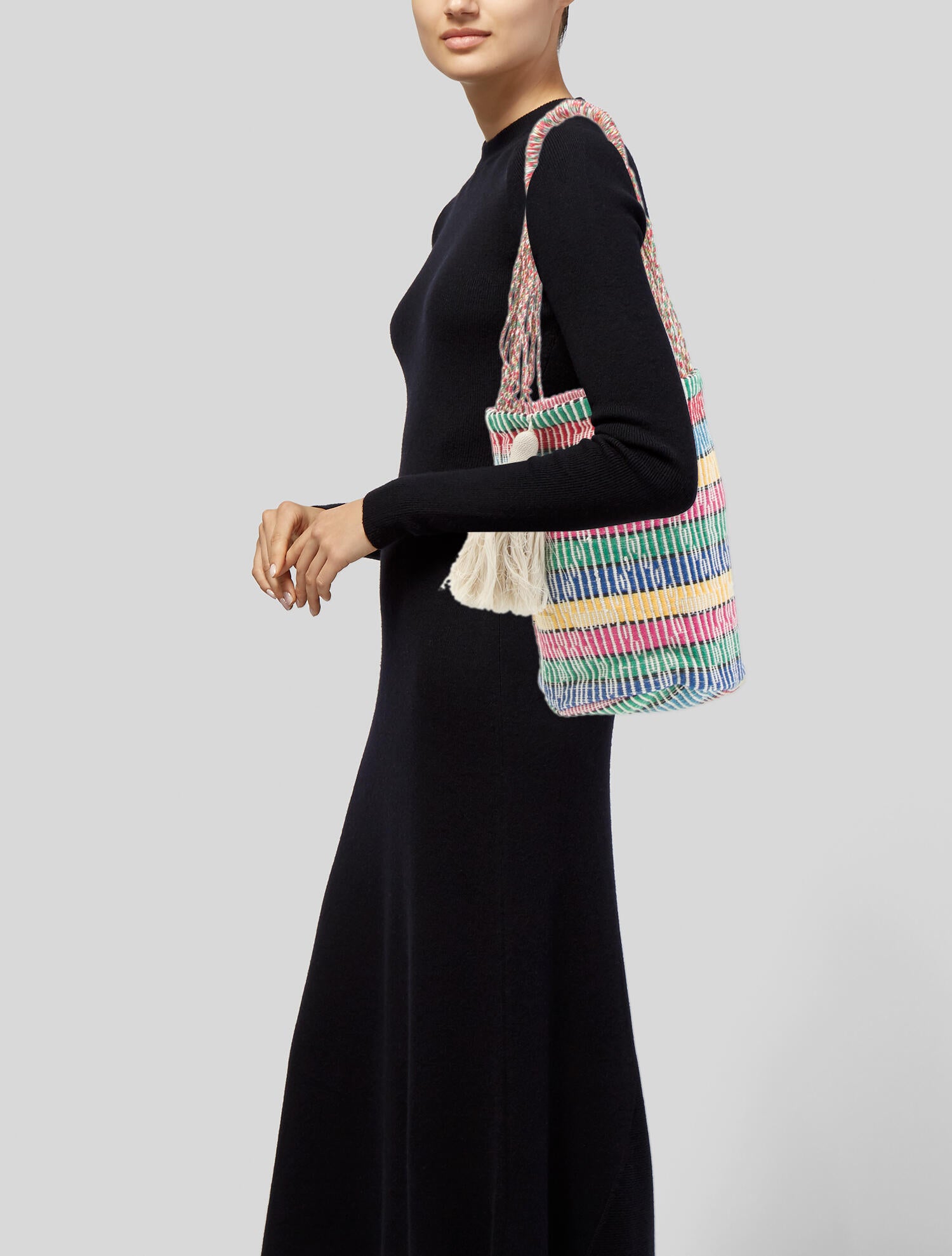 Large Letter Printed Canvas Shoulder Bag