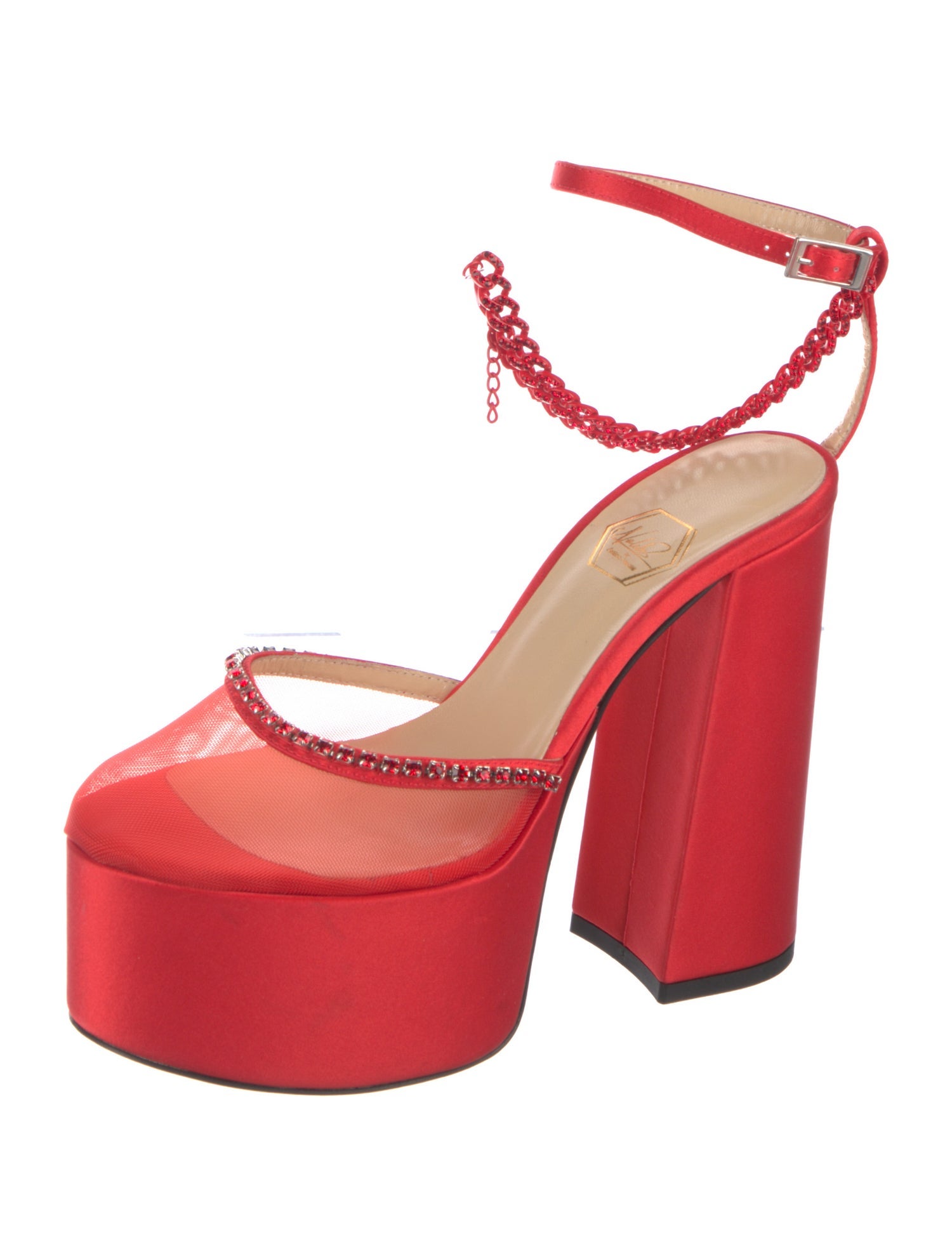 Nalebe By Amina Means Mesh Mesh Accents T-Strap Pumps