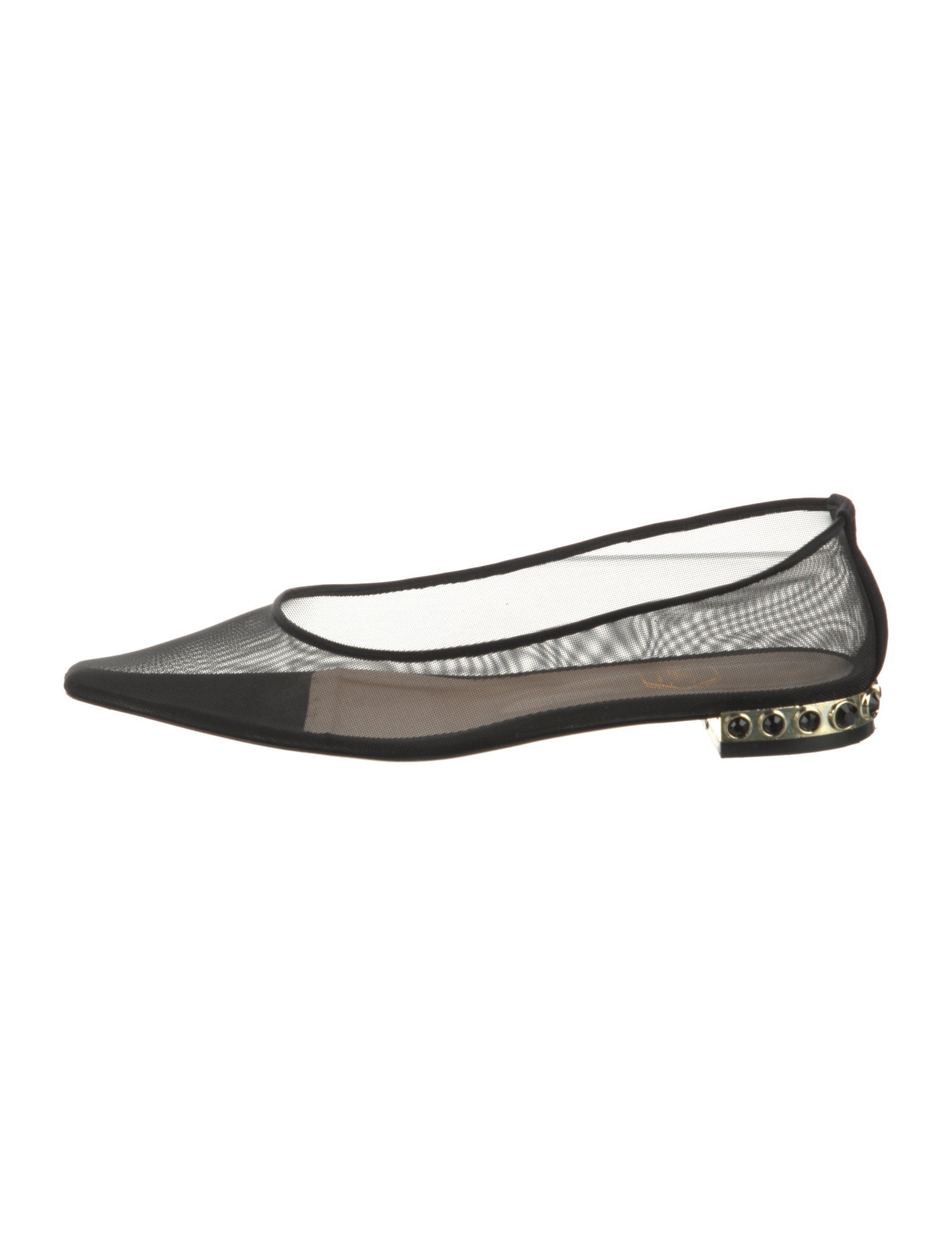 Nalebe Mesh Leather Trim Embellishment Ballet Flats