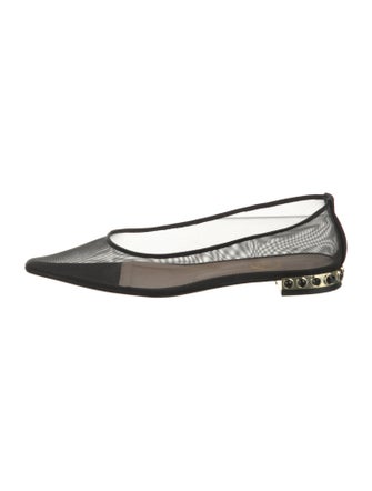 Nalebe Mesh Leather Trim Embellishment Ballet Flats