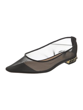Nalebe Mesh Leather Trim Embellishment Ballet Flats