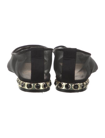 Nalebe Mesh Leather Trim Embellishment Ballet Flats