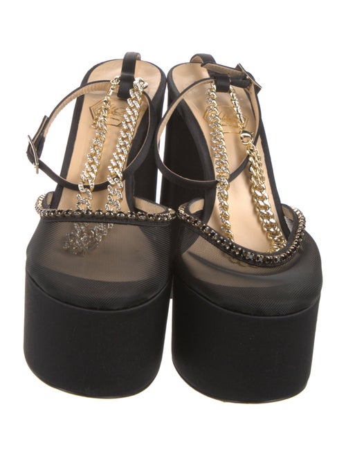 Nalebe Leather Chain-Link Accents T-Strap Pumps