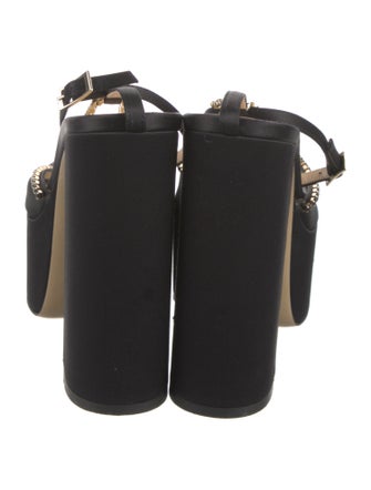 Nalebe Leather Chain-Link Accents T-Strap Pumps