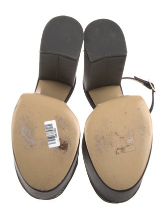 Nalebe Leather Chain-Link Accents T-Strap Pumps