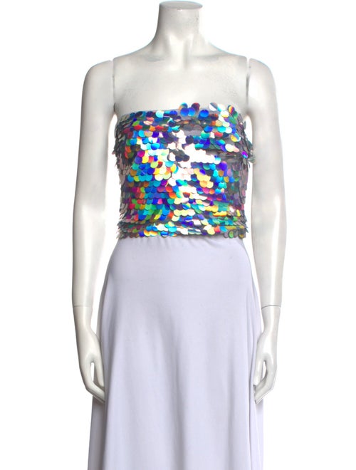 New Arrivals Sequin Floral Print Crop Top