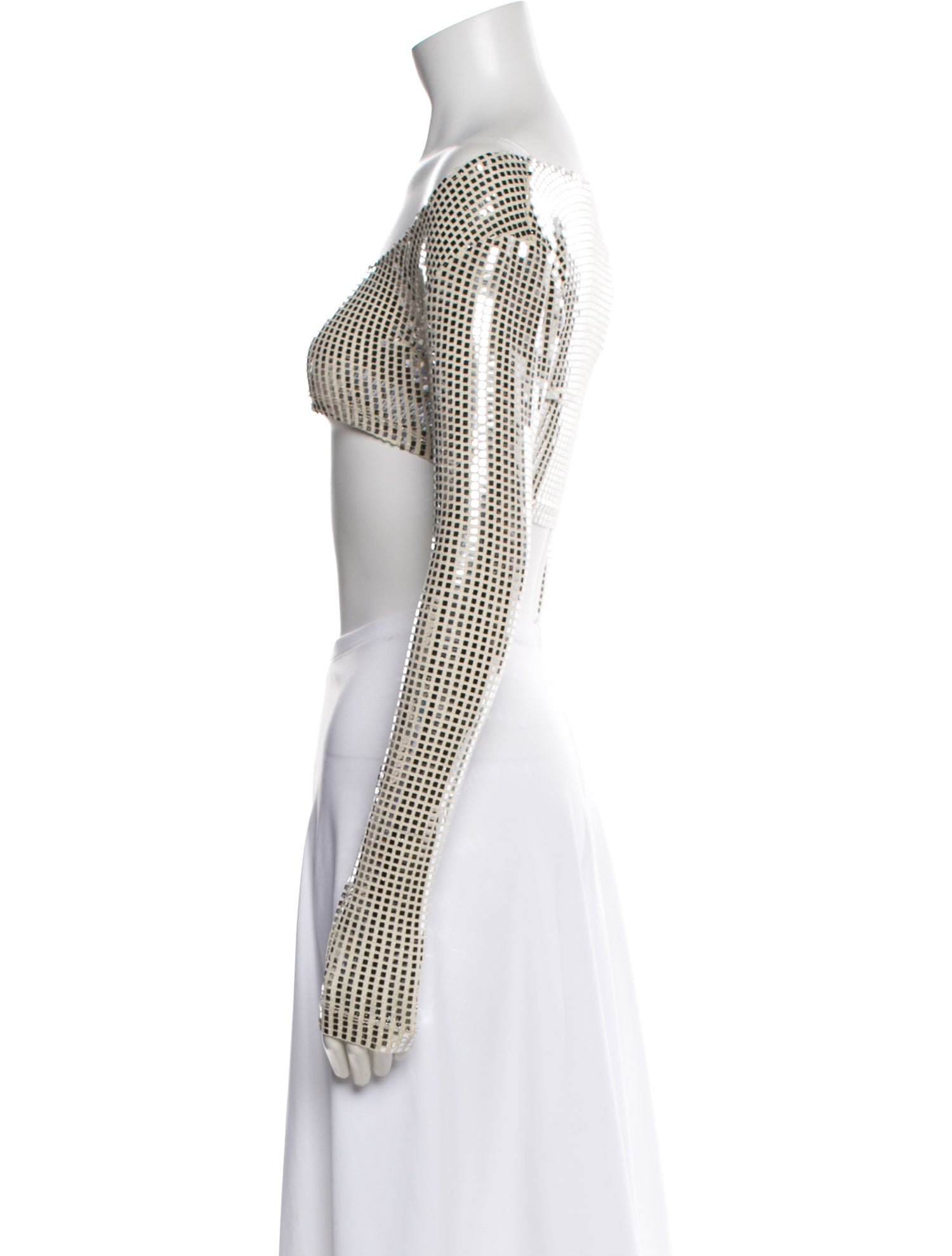 New Arrivals Patterned Off-The-Shoulder Crop Top