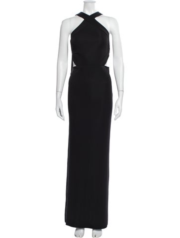 Pre-owned New Arrivals Halterneck Long Dress In Black