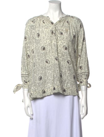 Natalie Martin Floral Print V-Neck Blouse