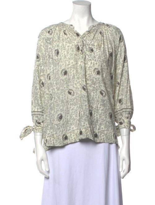 Natalie Martin Floral Print V-Neck Blouse