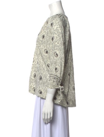 Natalie Martin Floral Print V-Neck Blouse