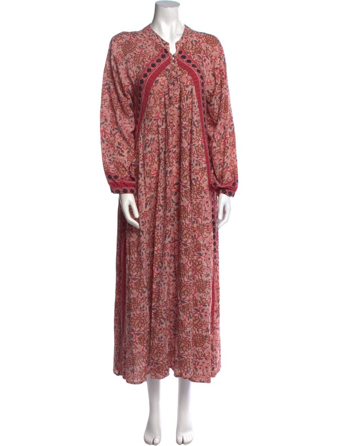 Natalie Martin Paisley Print Long Dress Pink Dresses, Clothing