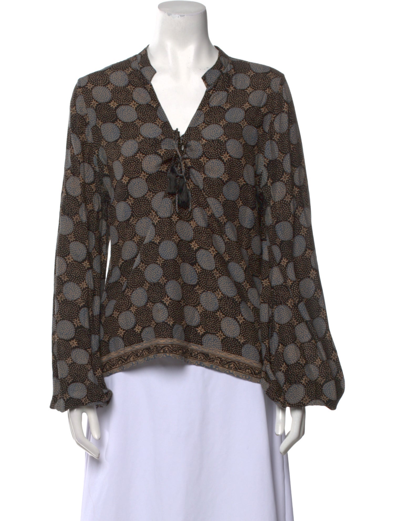 Natalie Martin Printed V-Neck Blouse