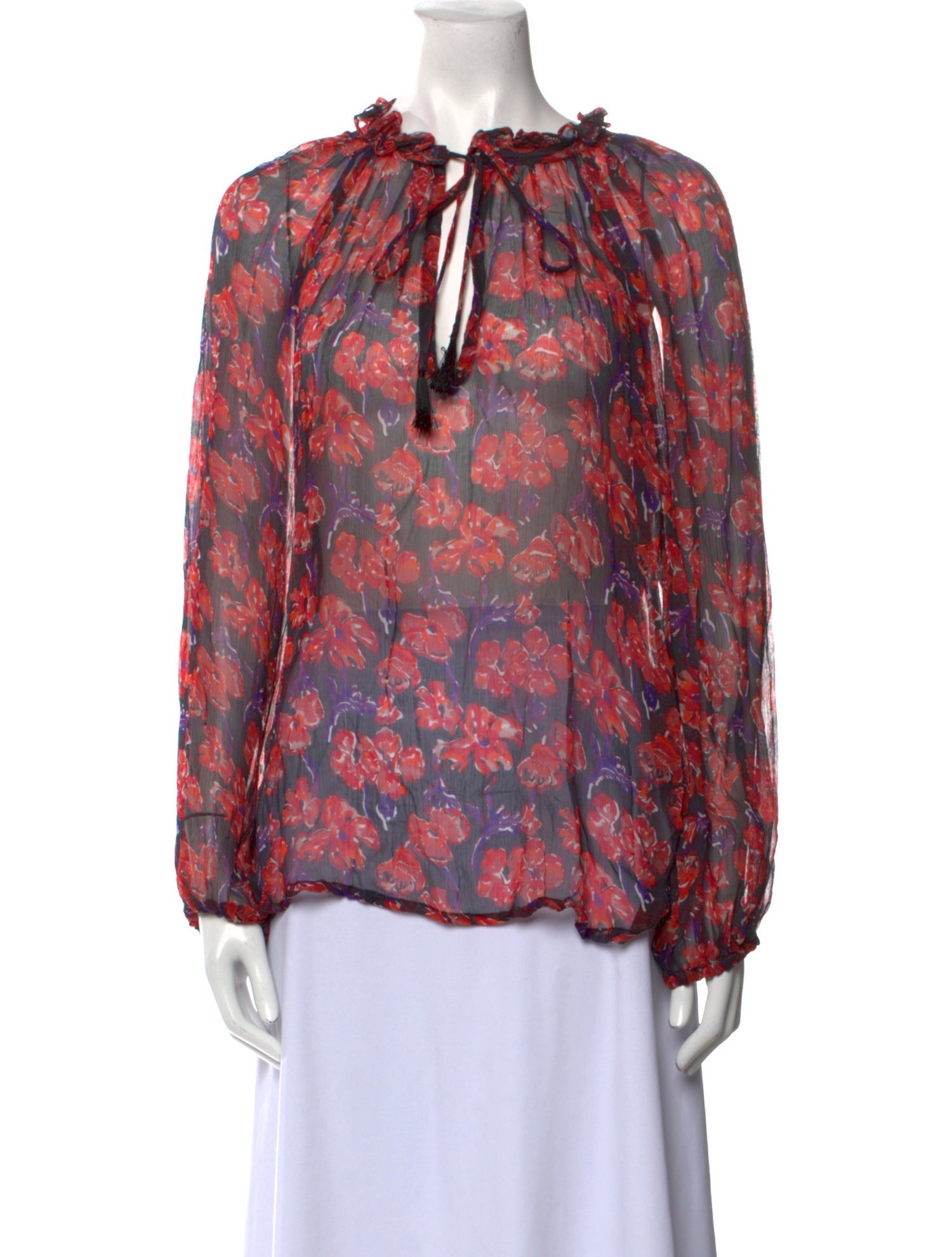 Natalie Martin Floral Print Mock Neck Blouse