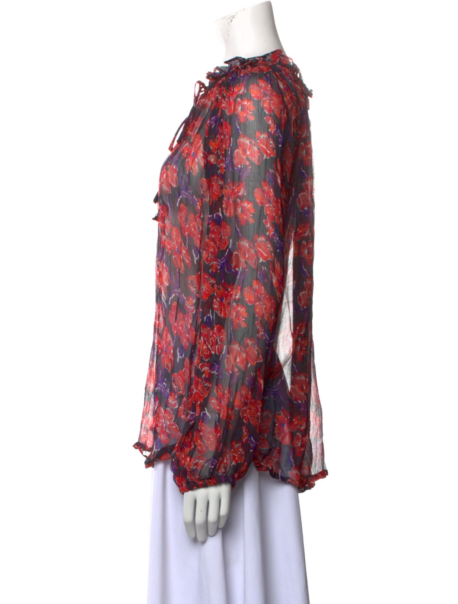 Natalie Martin Floral Print Mock Neck Blouse