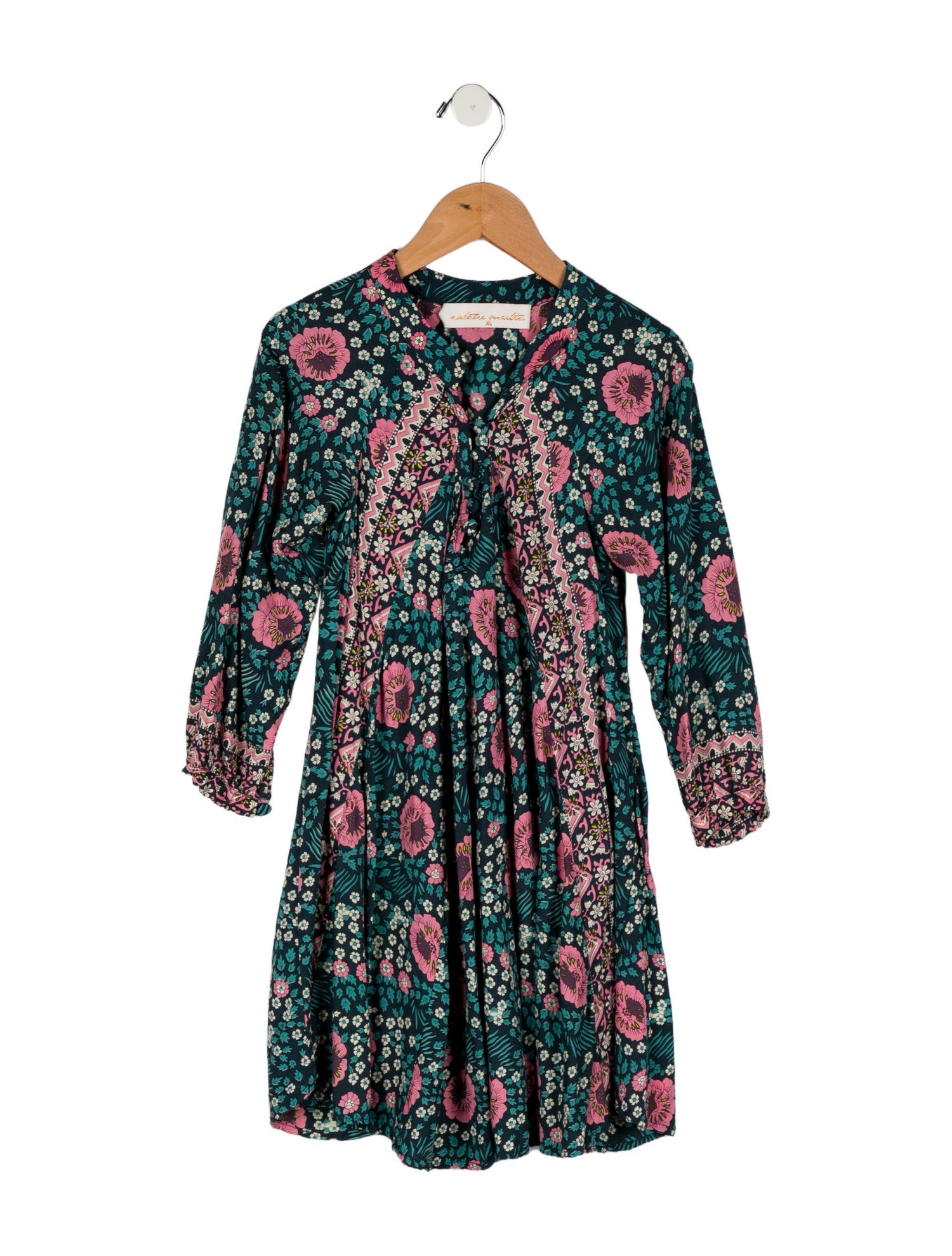 Natalie Martin Girls' Floral Print Long Sleeve Dress
