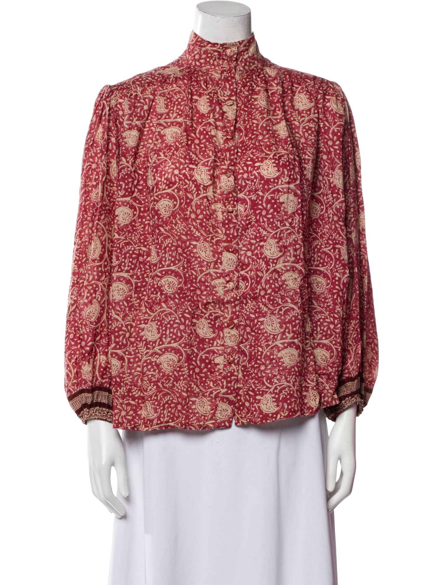 Natalie Martin Printed Mock Neck Blouse w/ Tags