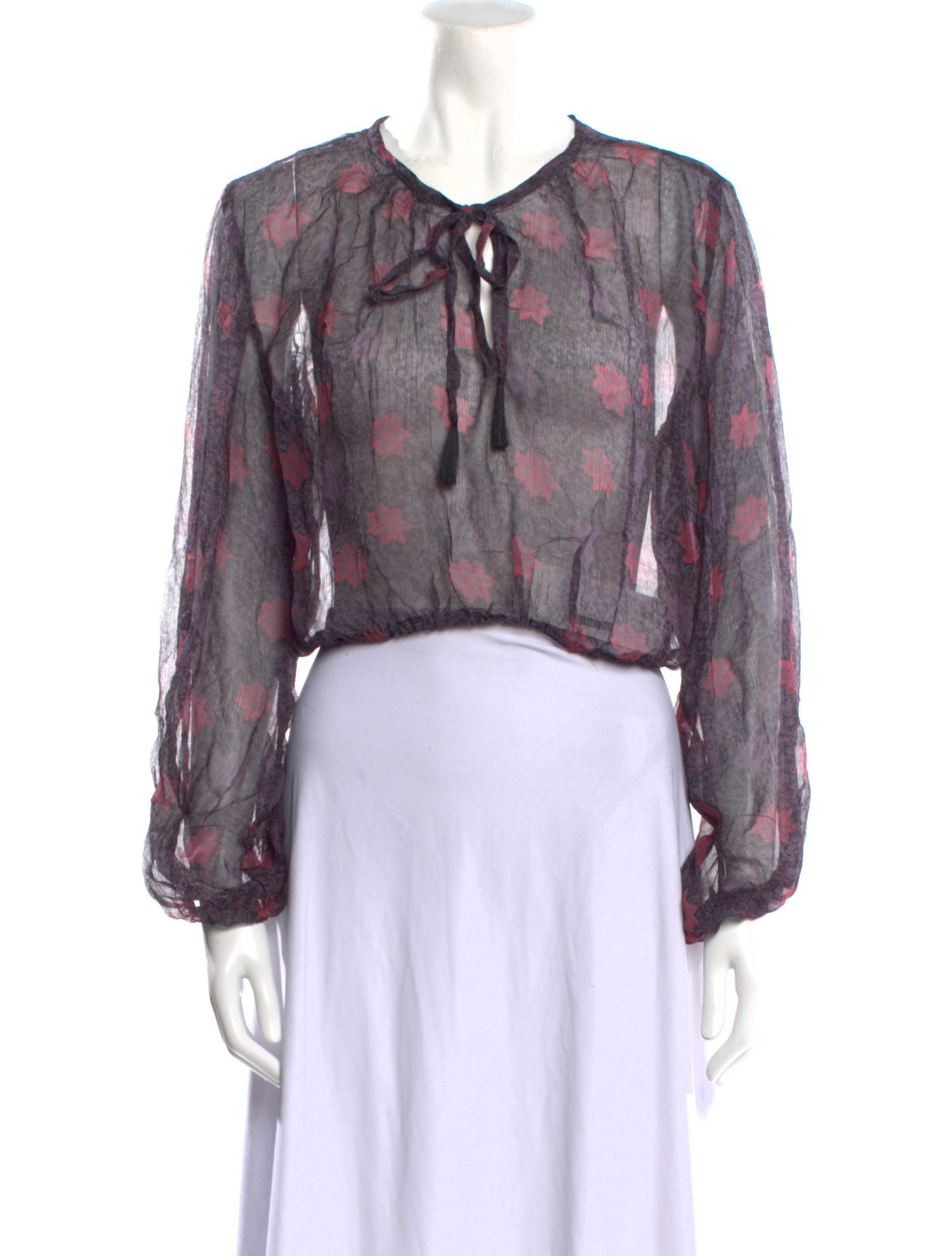 Natalie Martin Floral Print Tie Neck Crop Top w/ Tags