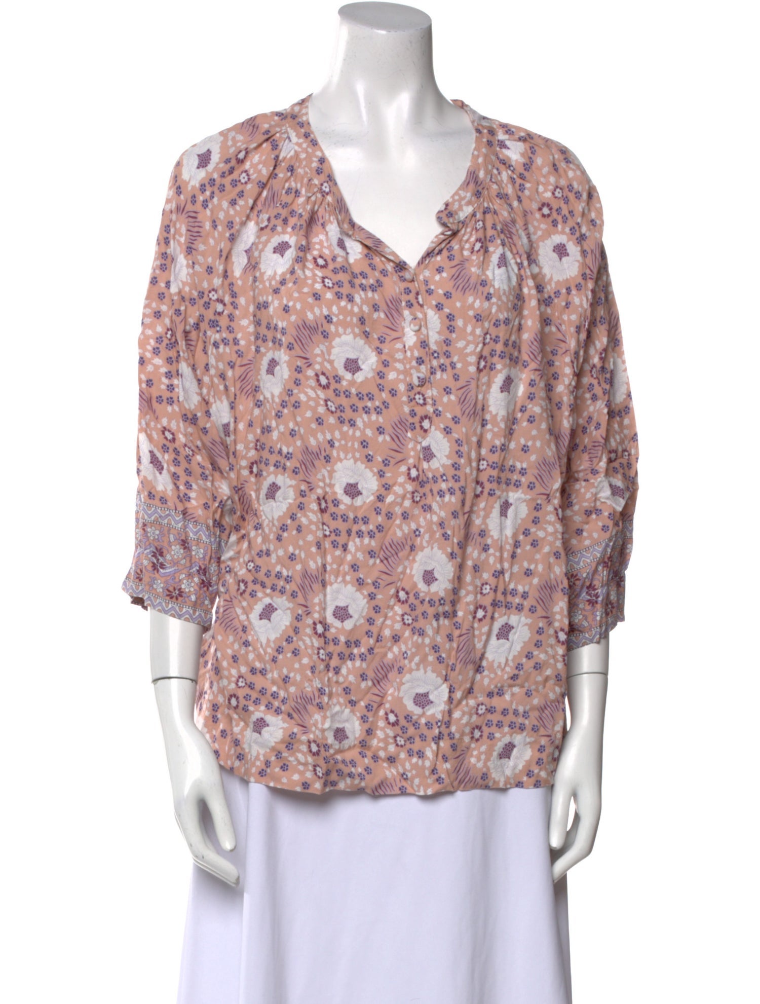 Natalie Martin Floral Print V-Neck Blouse