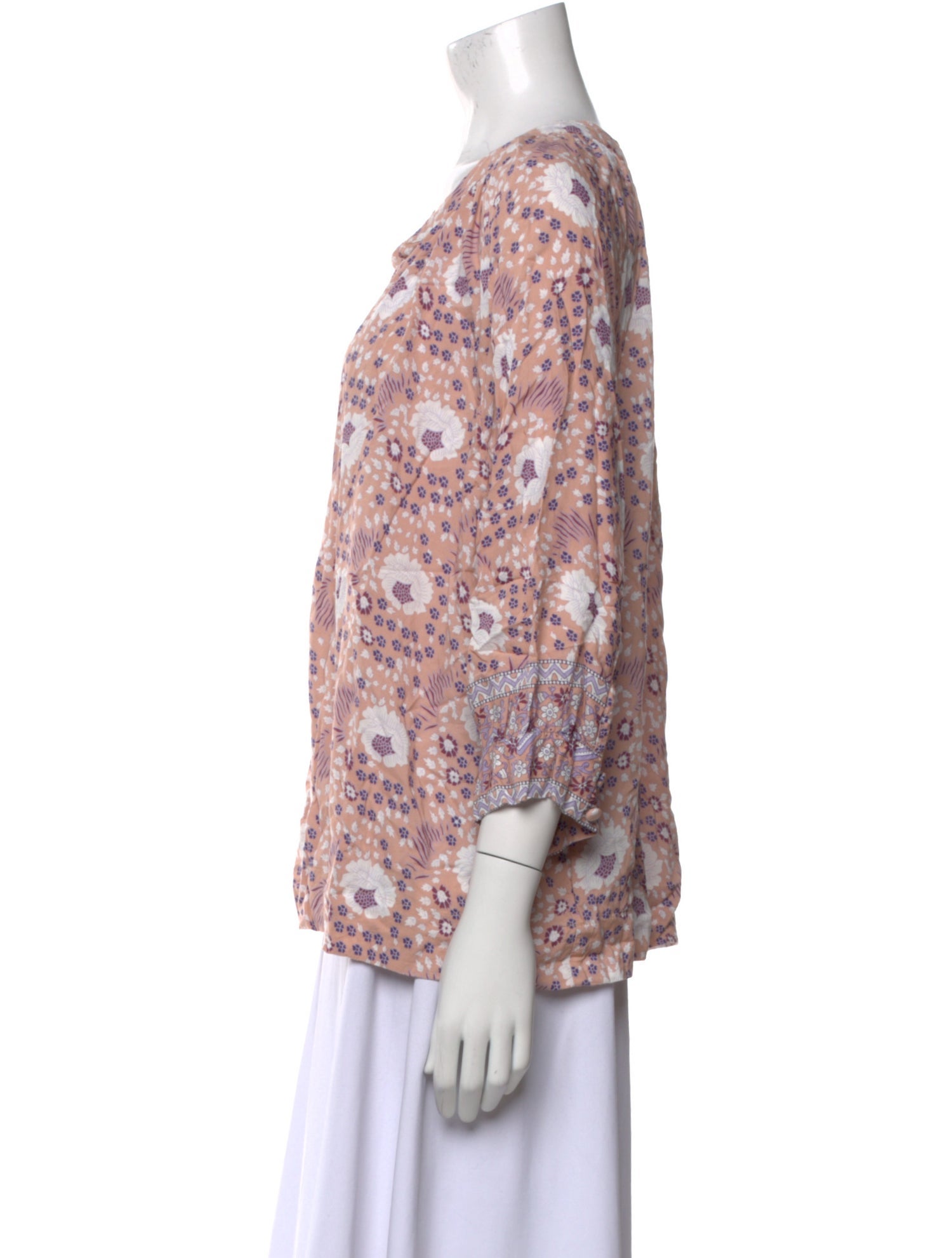 Natalie Martin Floral Print V-Neck Blouse