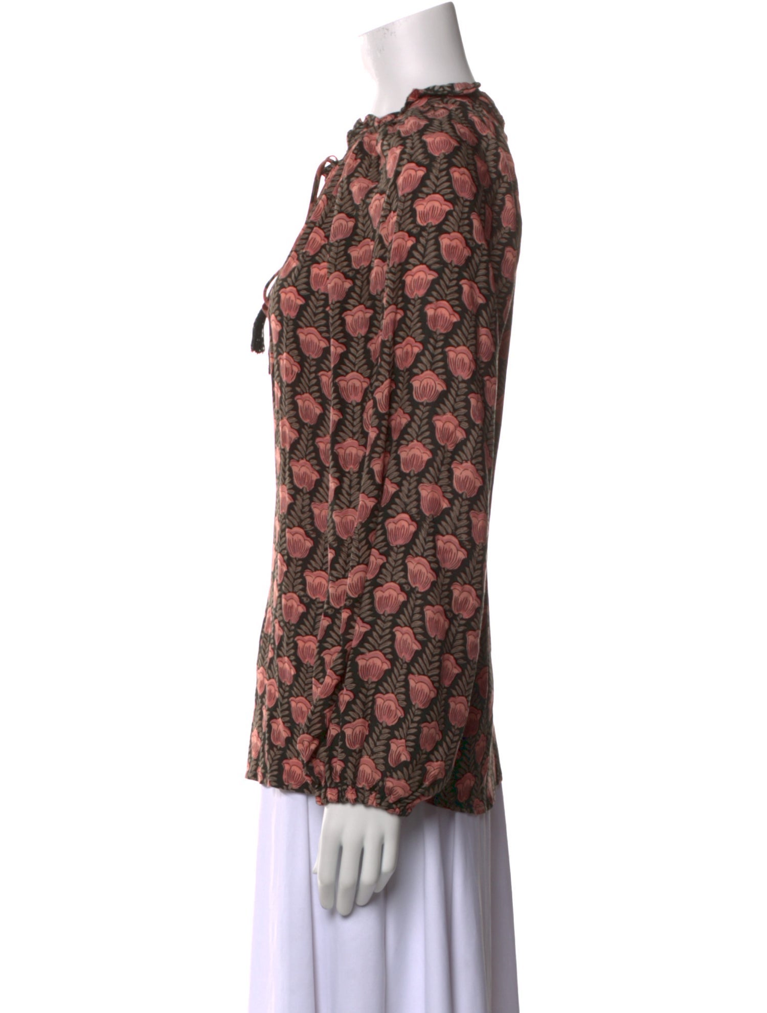 Natalie Martin Floral Print Mock Neck Blouse