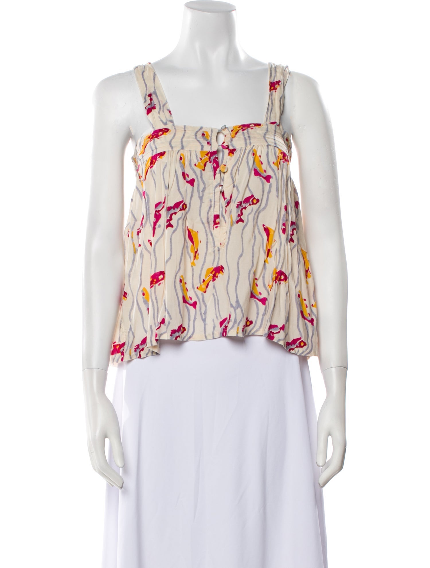 Natalie Martin Floral Print Square Neckline Crop Top