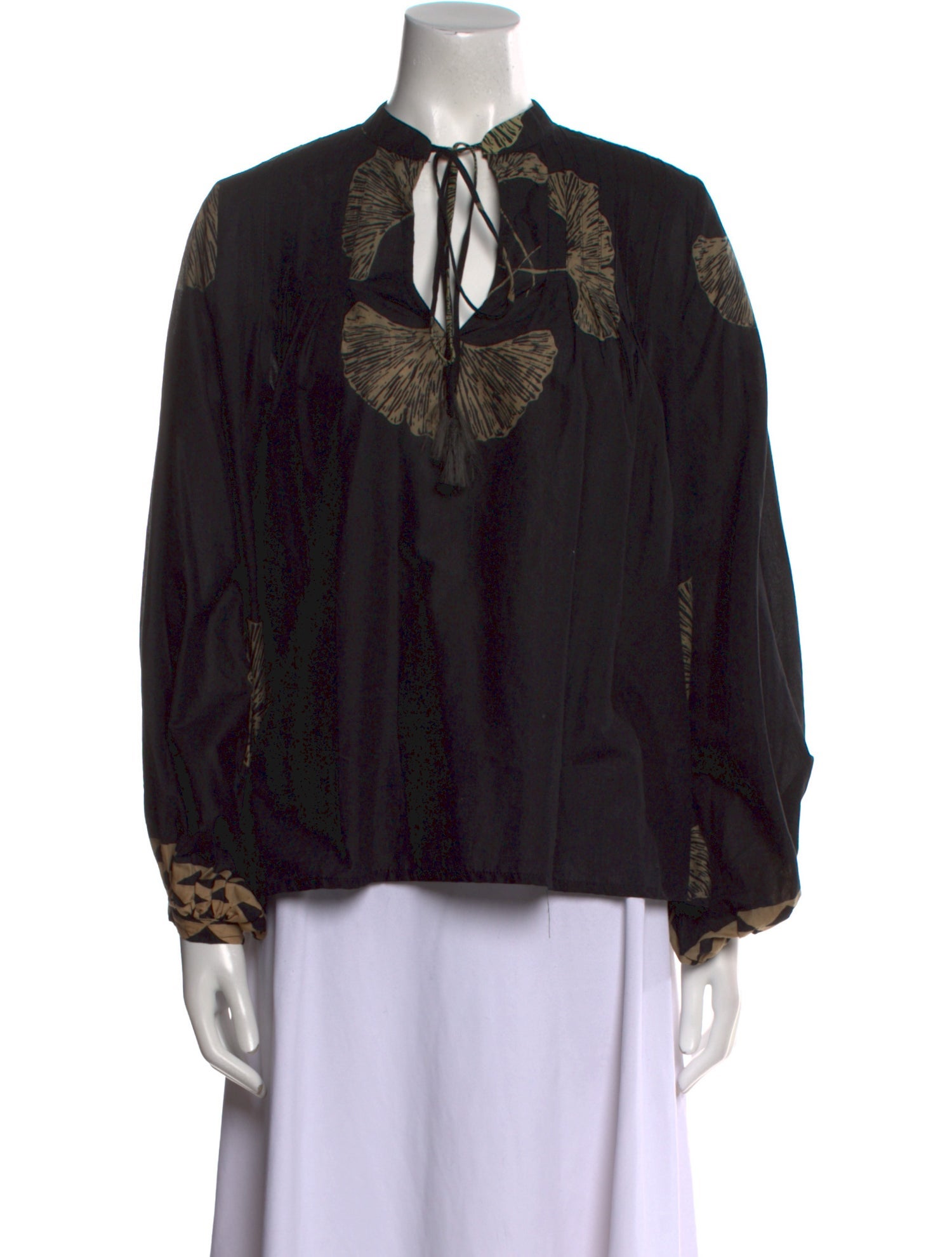Natalie Martin Printed Tie Neck Blouse