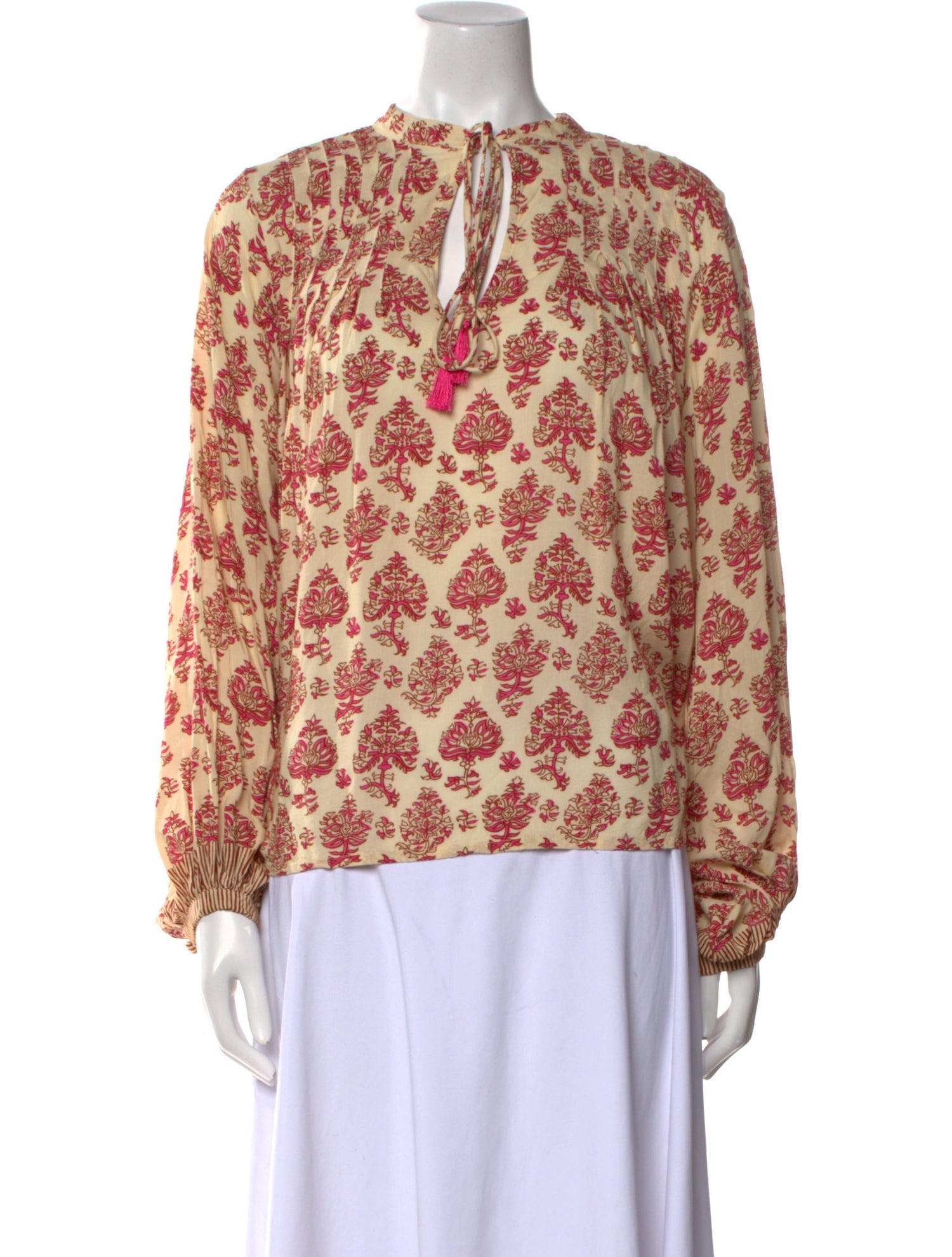 Natalie Martin Printed Tie Neck Blouse