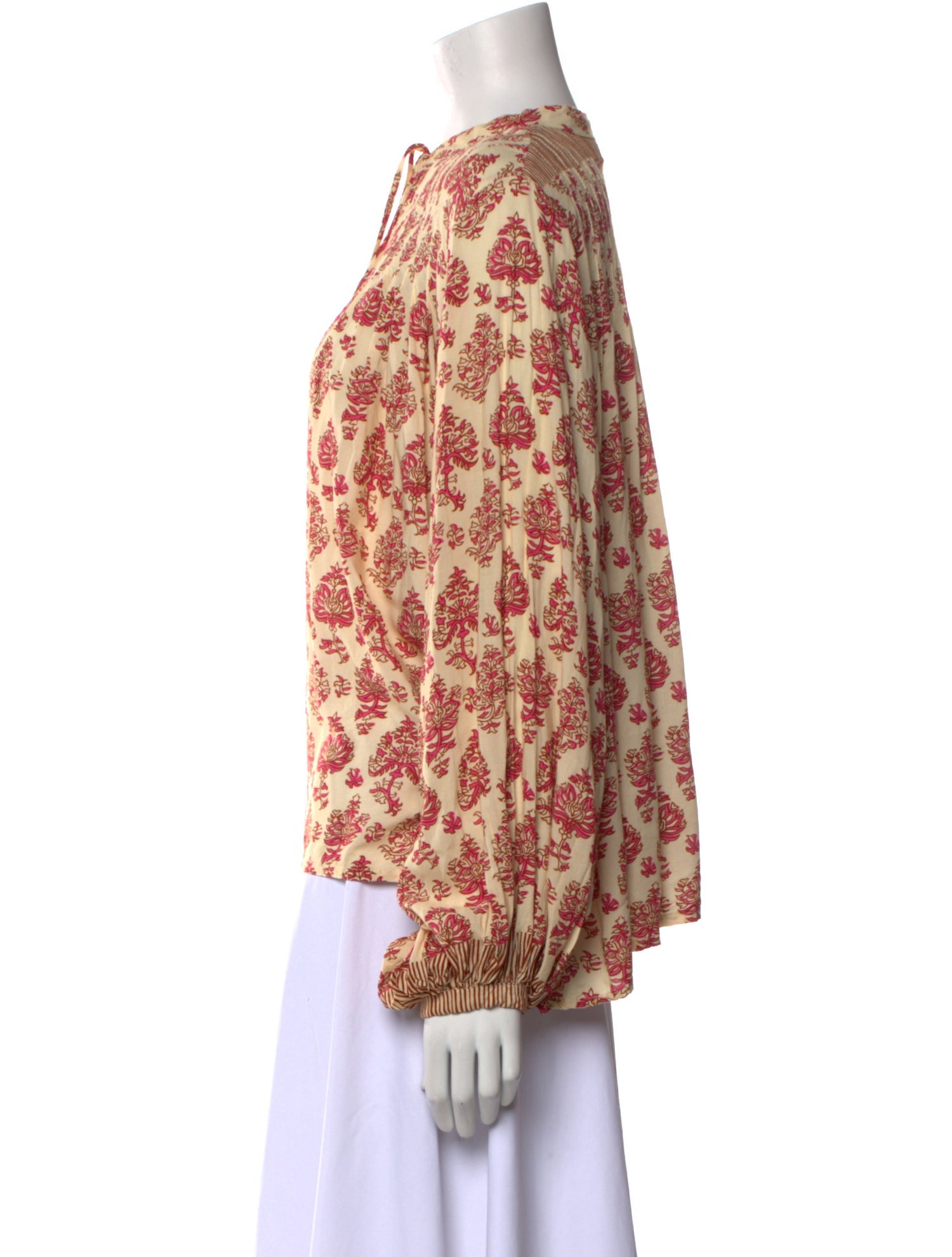 Natalie Martin Printed Tie Neck Blouse