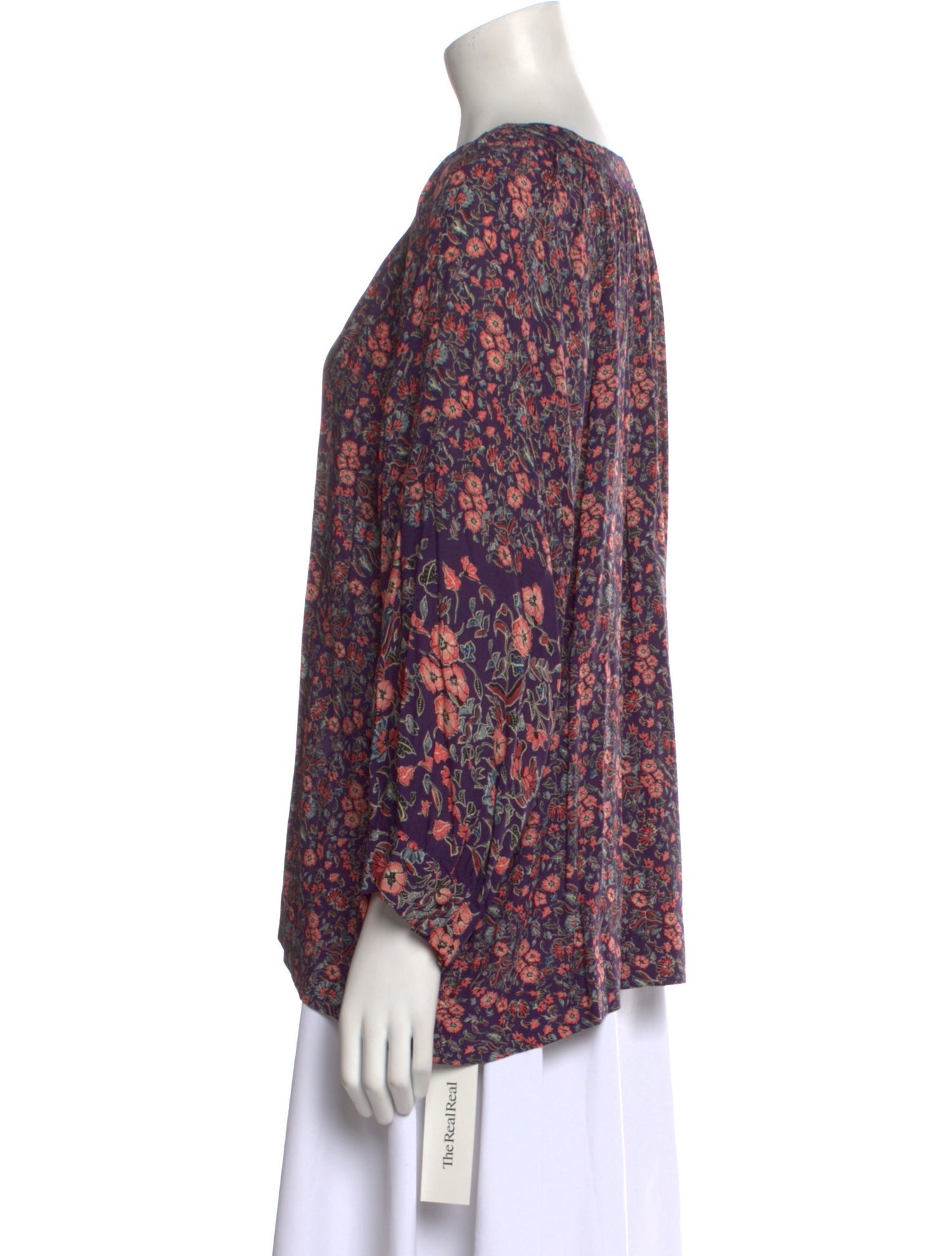 Natalie Martin Floral Print V-Neck Blouse