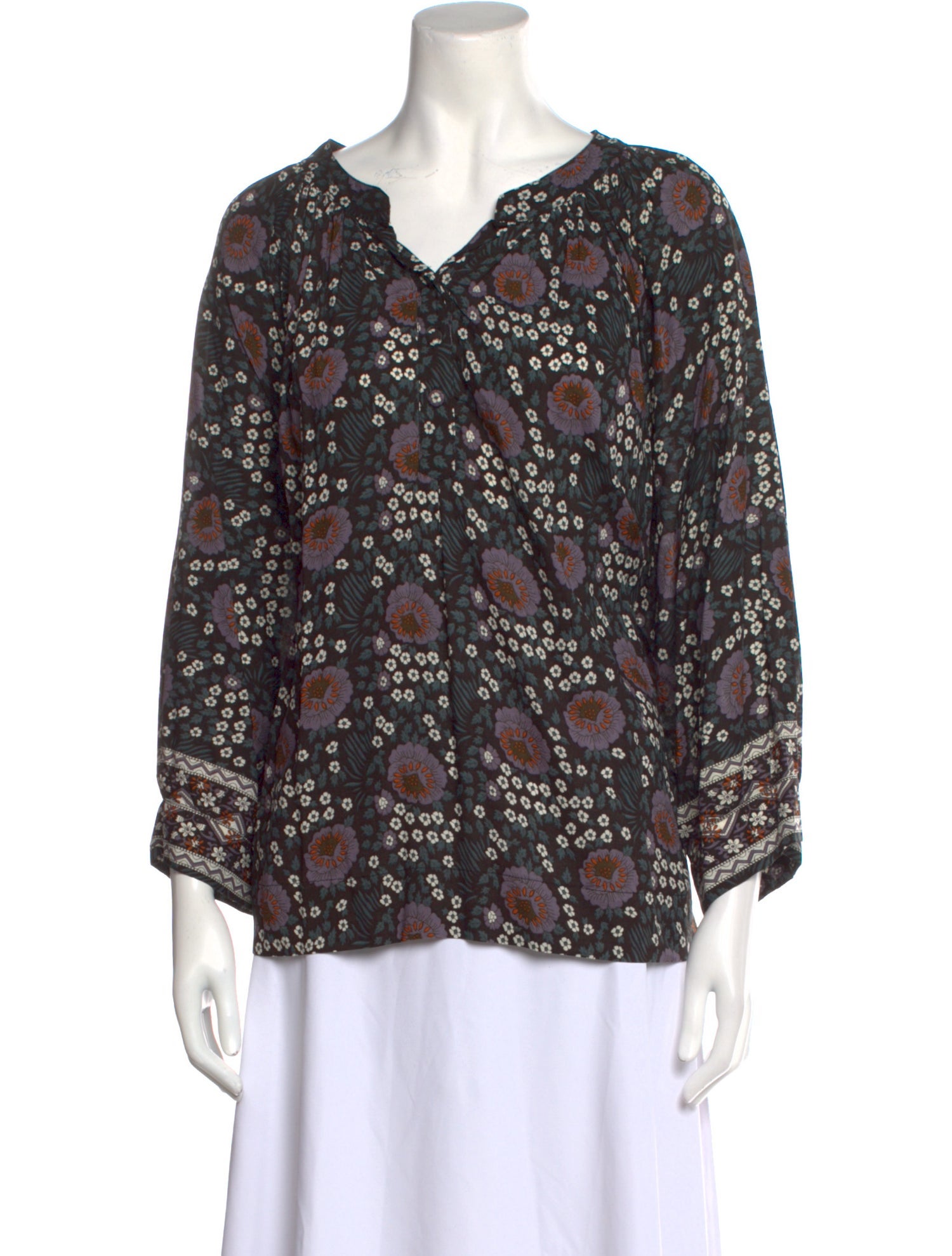 Natalie Martin Floral Print V-Neck Blouse