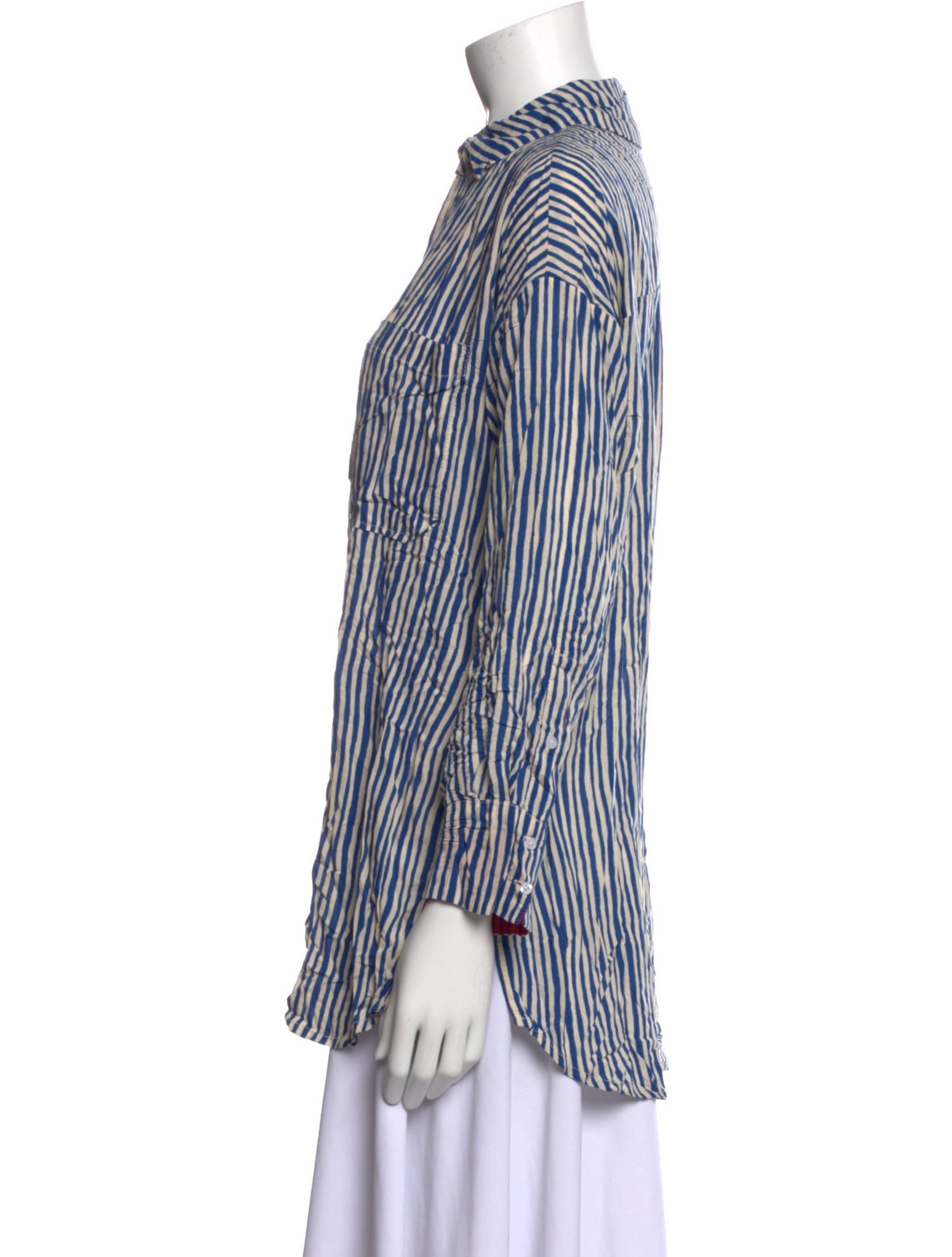 Natalie Martin Striped Long Sleeve Button-Up Top