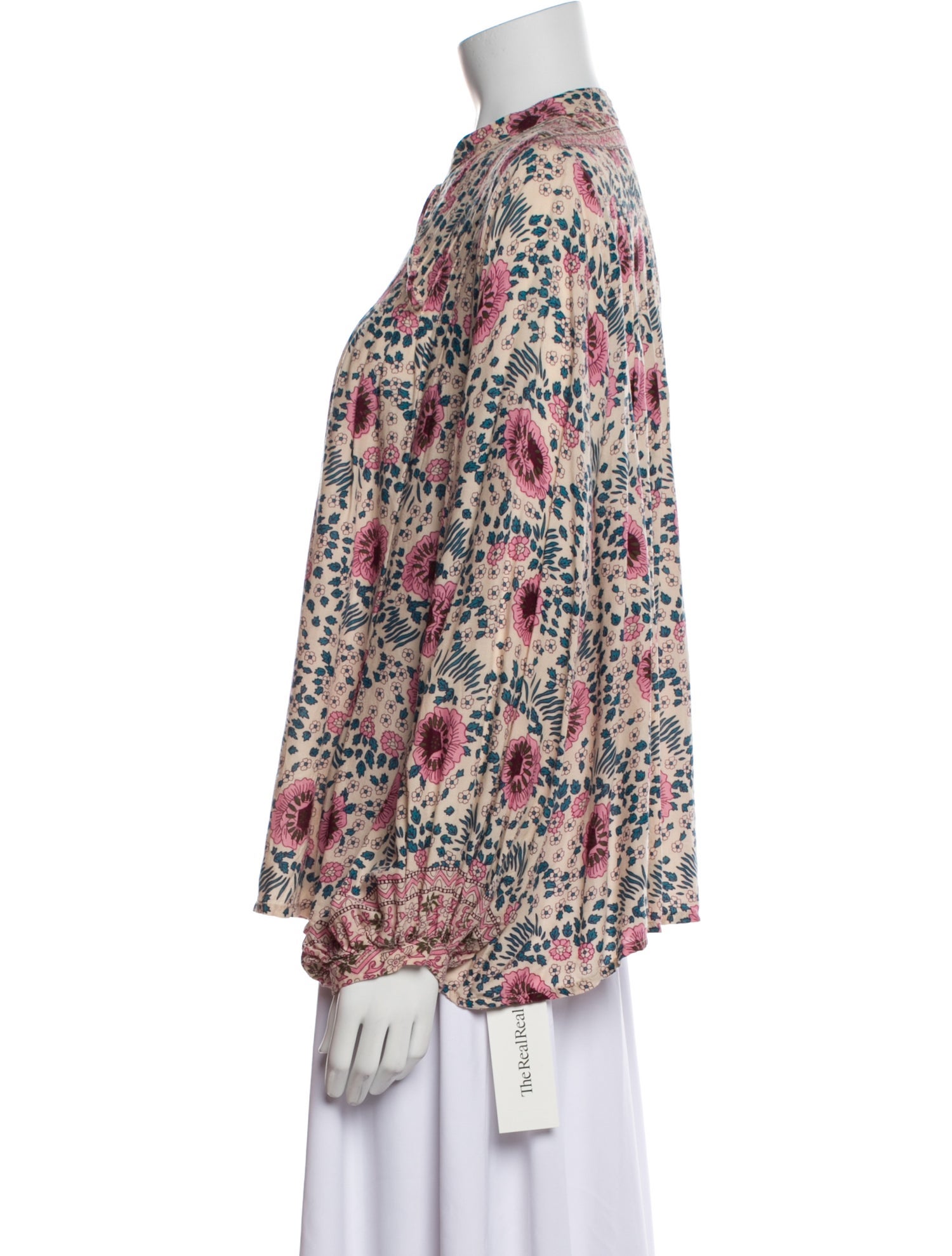 Natalie Martin Floral Print Tie Neck Blouse